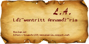 Löwentritt Annamária névjegykártya